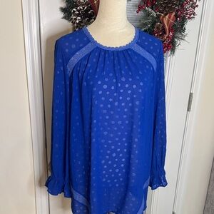 Suzanne Betro Royal Blue Polka Dot Blouse